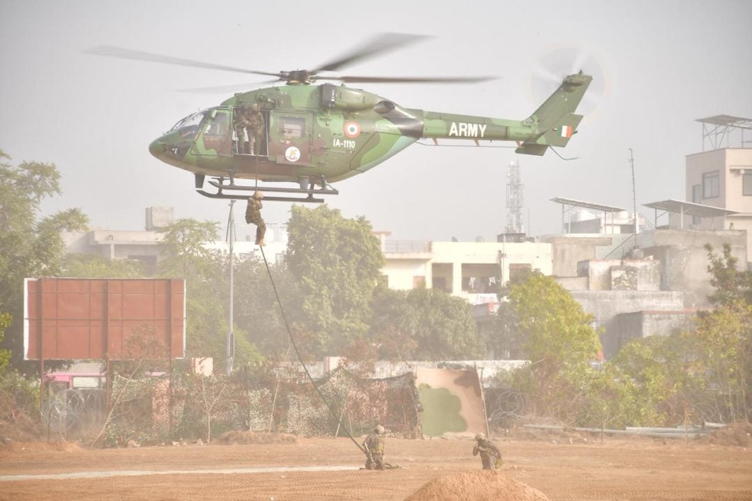 Soldiers Landing from Helicopter