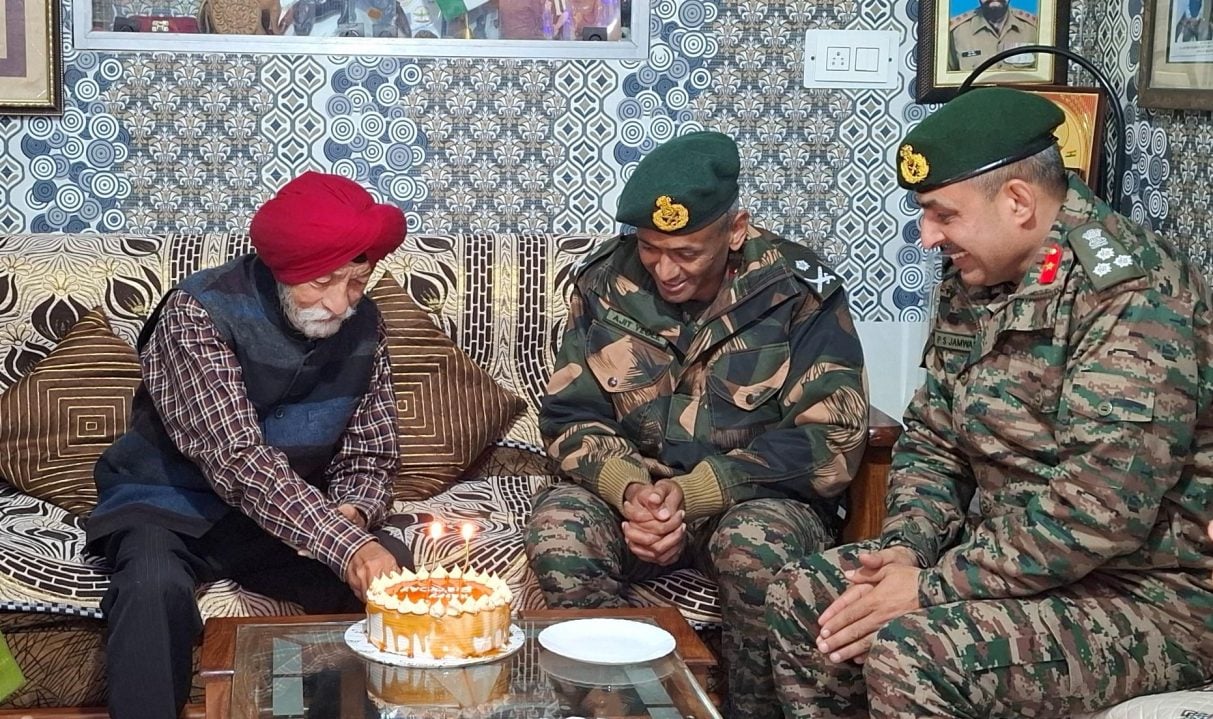 Subedar Major Captain Bana Singh Cutting Cake