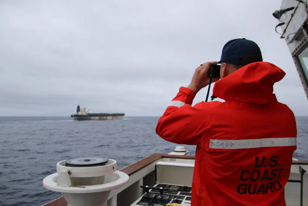 US Coast Guard Personnel Watching Ship