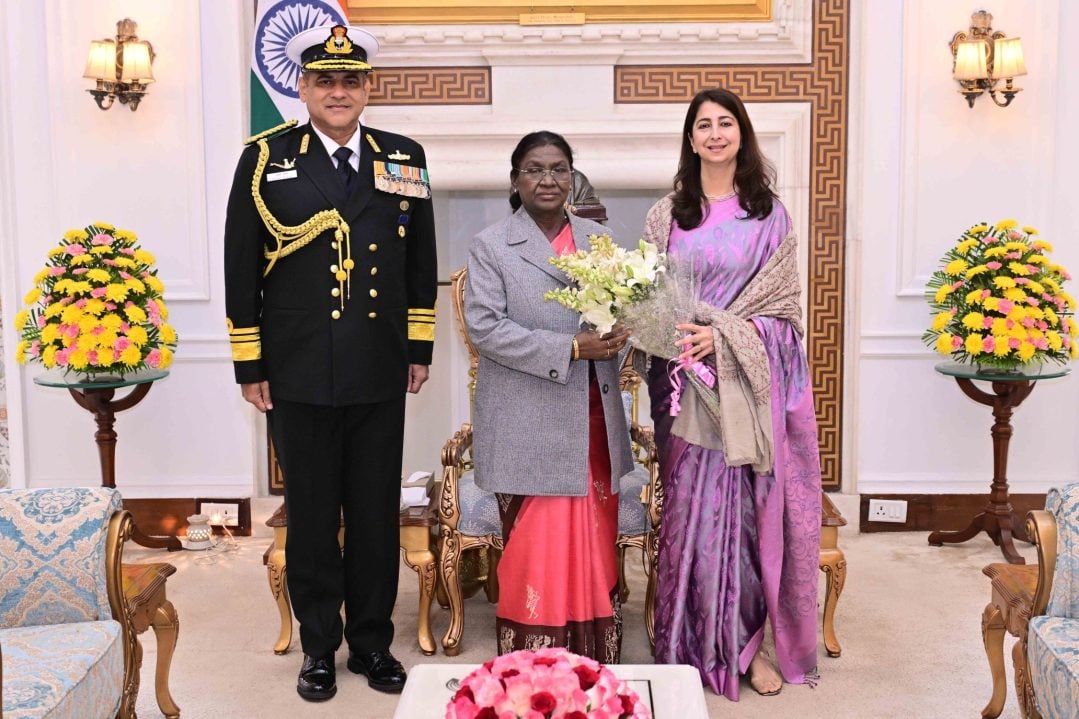 Vice Admiral Sanjay Bhalla His Wife and President