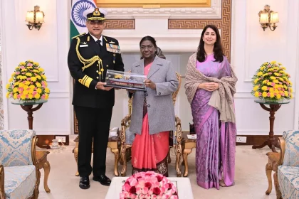 Vice Admiral Sanjay Bhalla and His Wife with President