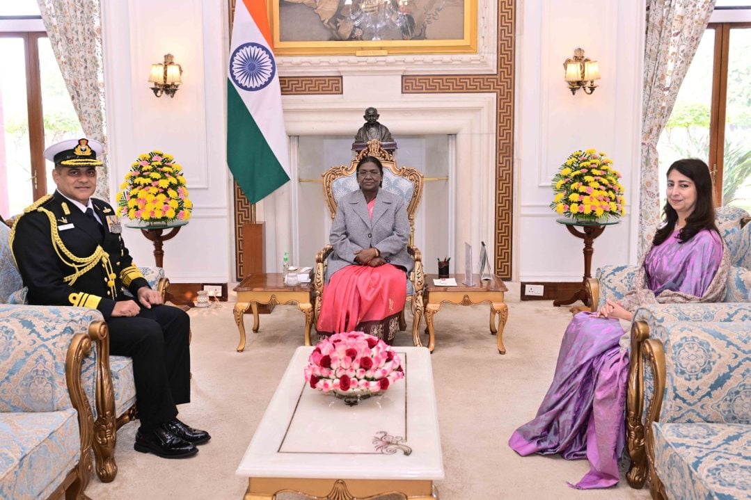 Vice Admiral Sanjay Bhalla with his Wife and President