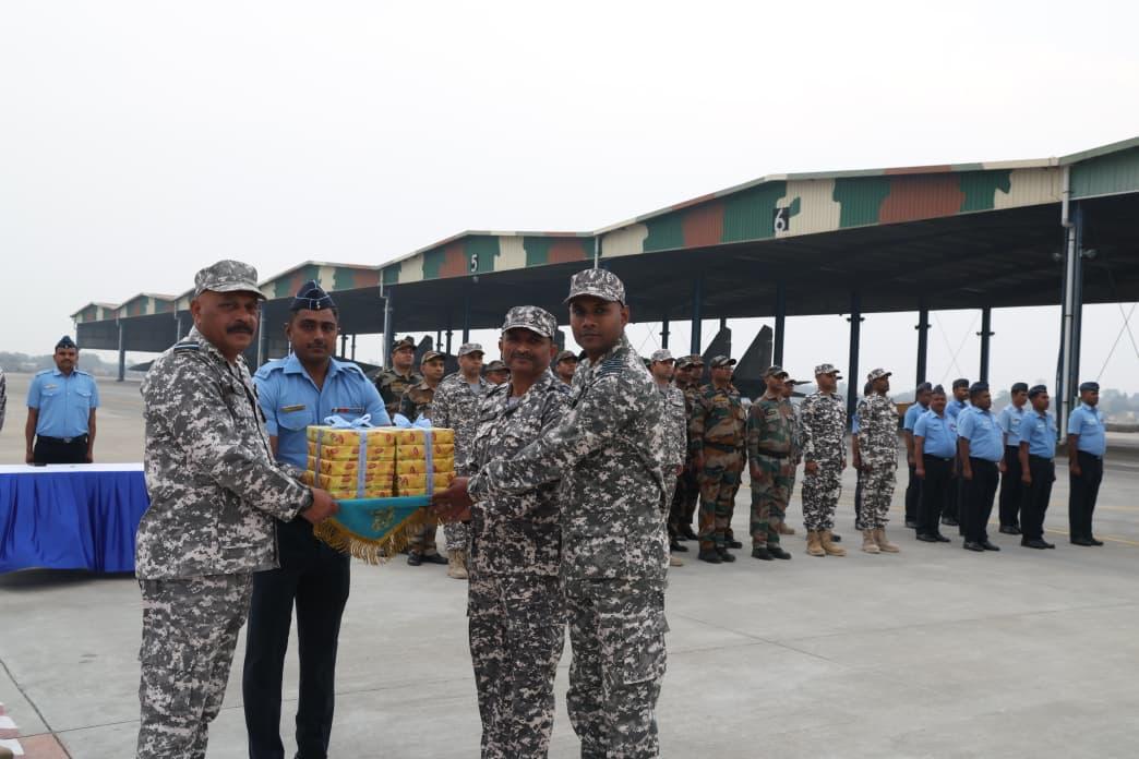 Air Marshal Jeetendra Mishra Giving Sweets