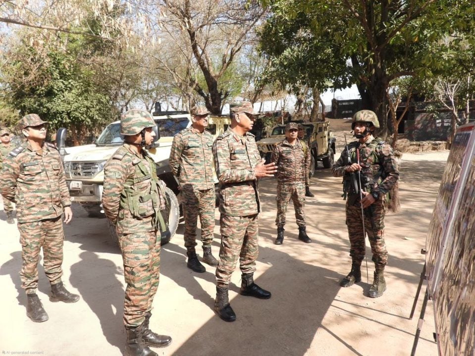 Lt Gen PK Mishra Reviewing