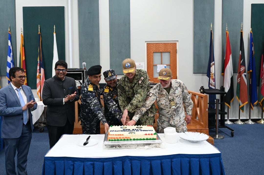 Officers Cutting Cake