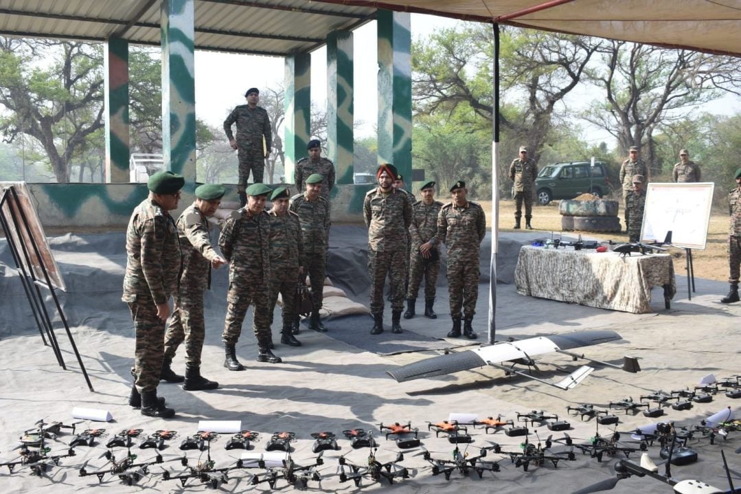 Lt Gen AVS Rathee Reviewing Drones