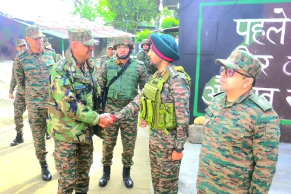 Lt Gen PK Mishra Shaking Hands