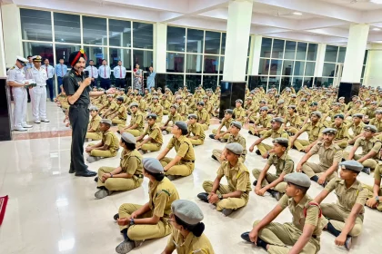 Maj Gen Mandeep Singh Interacting with Sainik School Cadets