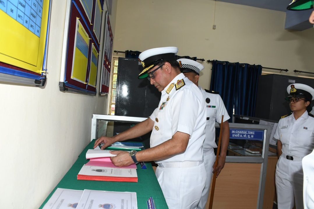 Vice Adm Sameer Saxena Reviewing