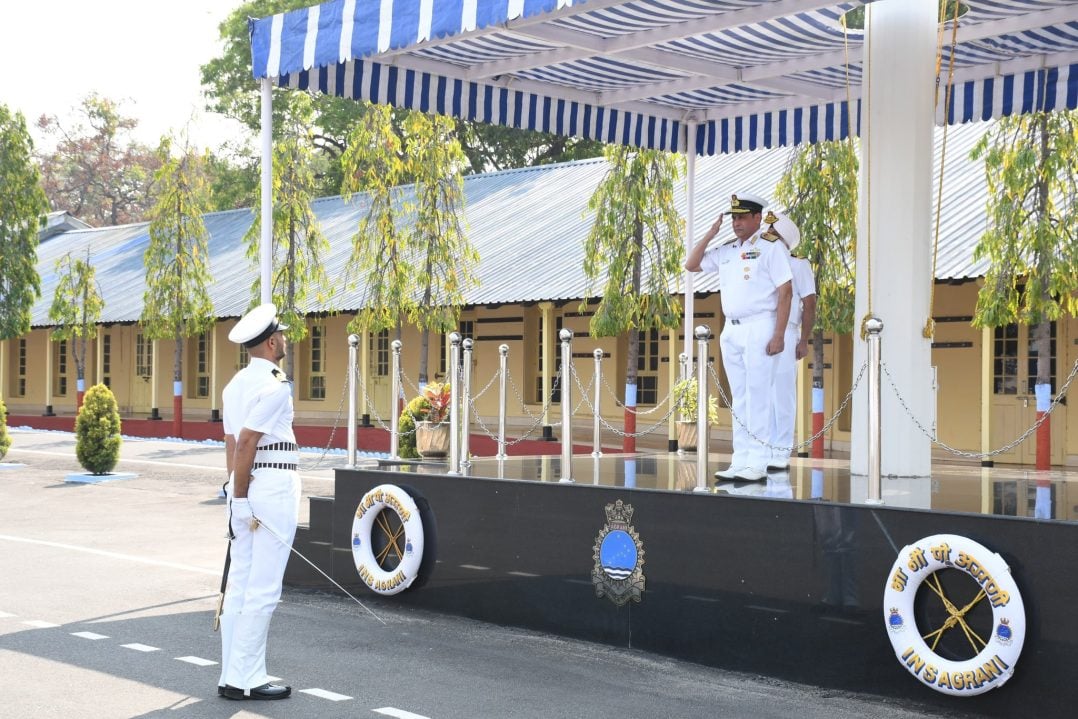 Vice Adm Sameer Saxena Saluting