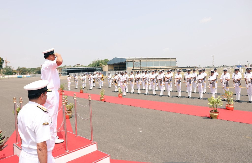 Admiral DK Tripathi Saluting