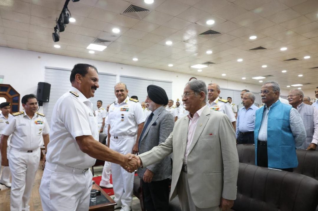 Admiral DK Tripathi Shaking Hands