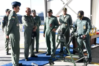 Air Marshal Jeetendra Mishra Reviewing