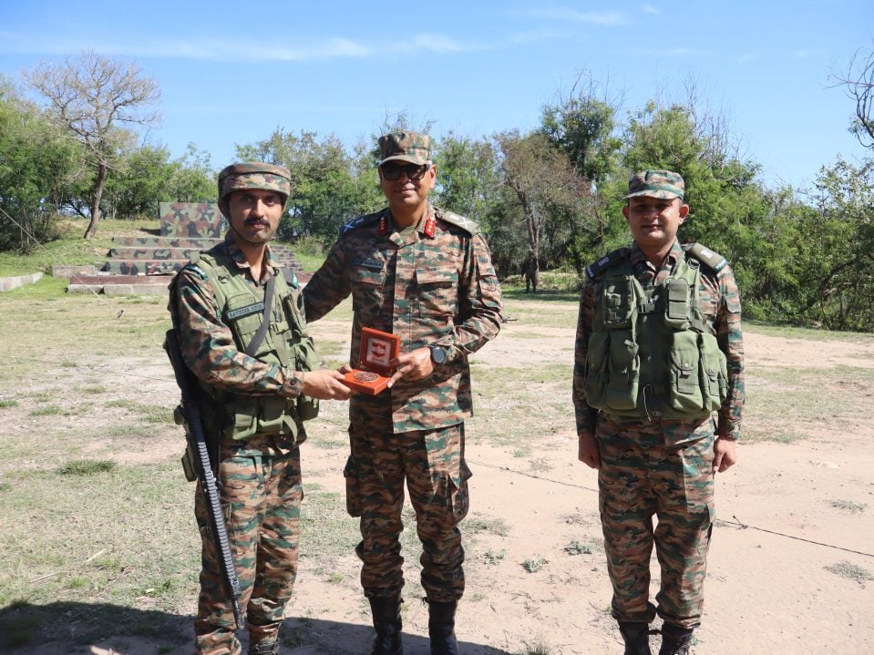 Lt Gen PK Mishra Giving Medal