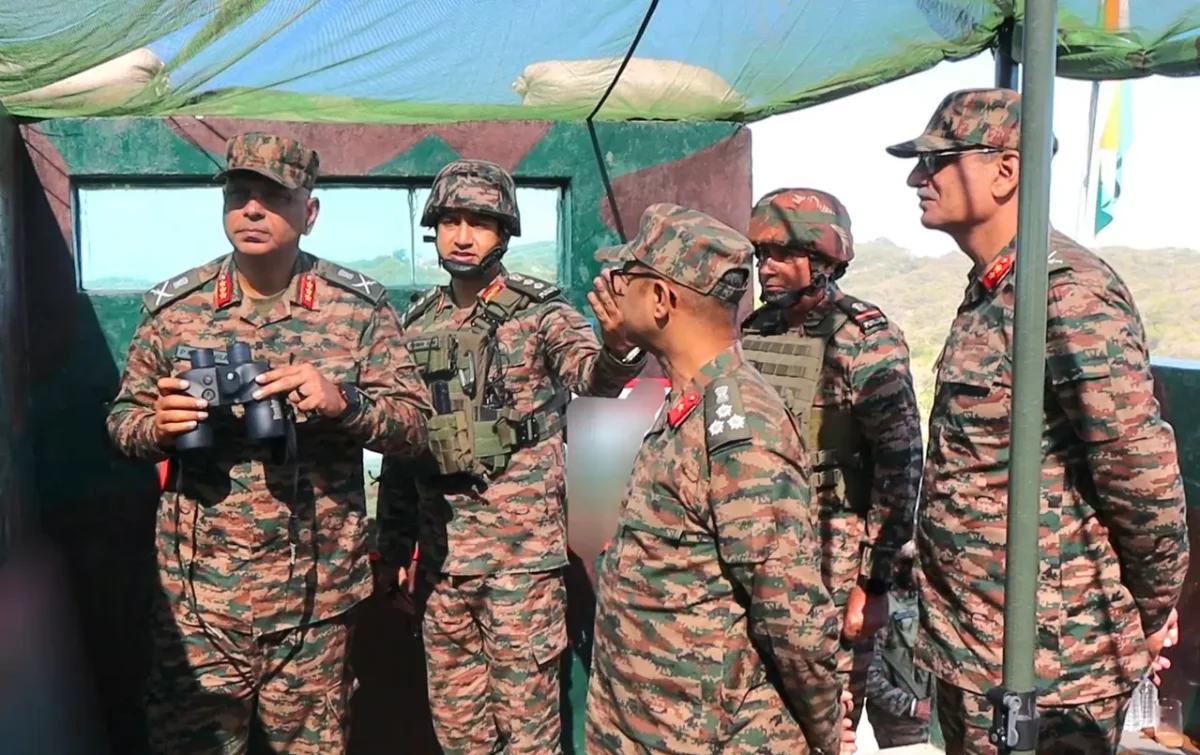 Lt Gen PK Mishra Reviewing