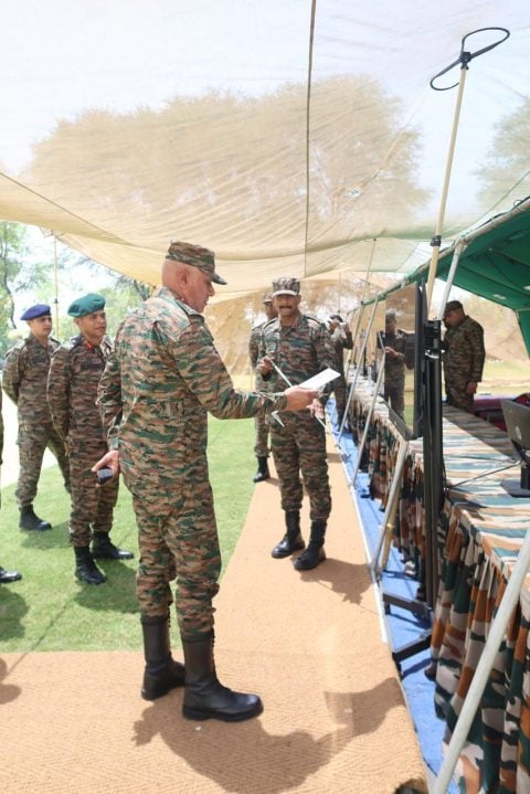 Lt Gen Pratik Sharma Reviewing