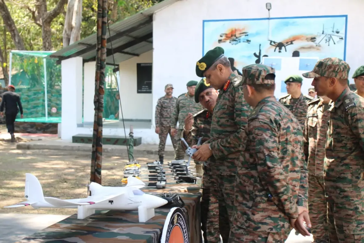 Lt Gen Sengupta Reviewing Drone