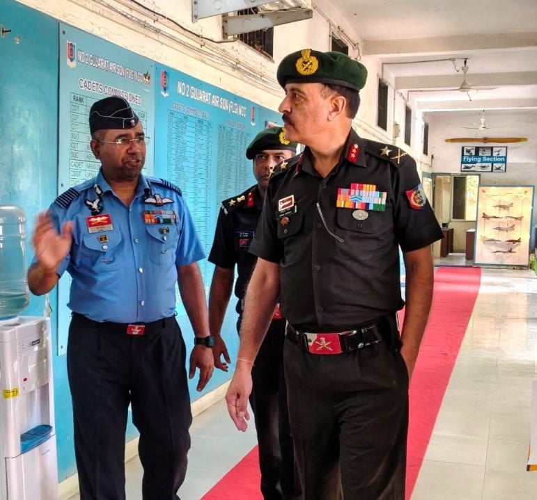 Maj Gen Bimal Monga Reviewing