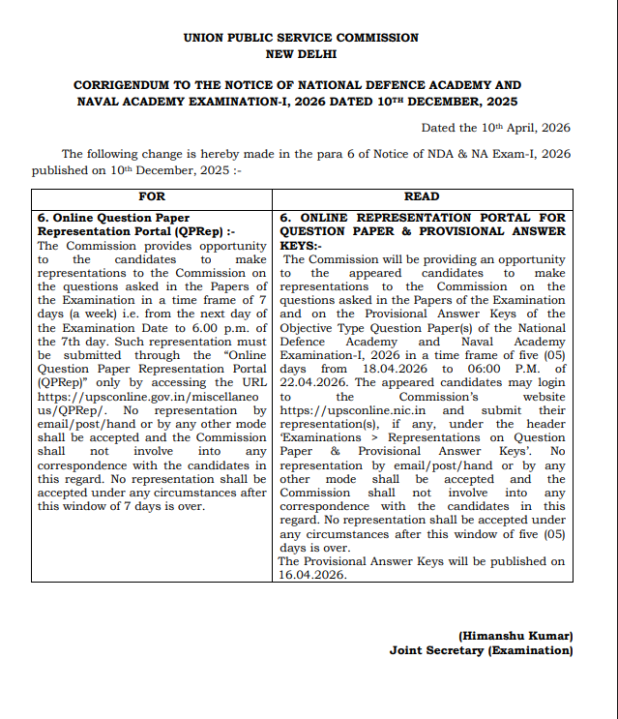 NDA 1 2026 Answer Key Update