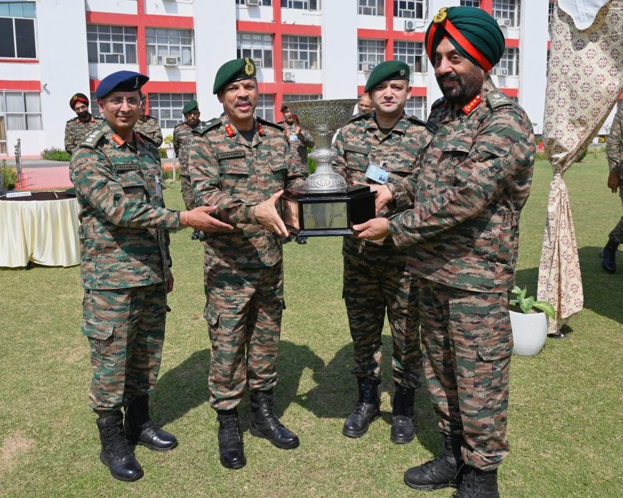 Officer Giving Trophy