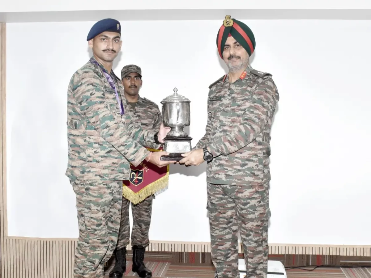 Capt Sudhir Kumar Tiwari Getting Trophy