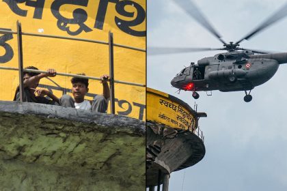 IAF Helicopter Rescues Kids Trapped on Water Tank After Fatal Reel Stunt in Uttar Pradesh