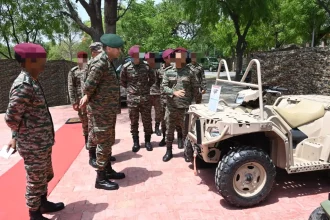 Lt Gen Anindya Sengupta Reviewing
