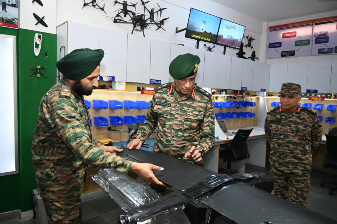 Lt Gen Girish Kalia Reviewing Drone