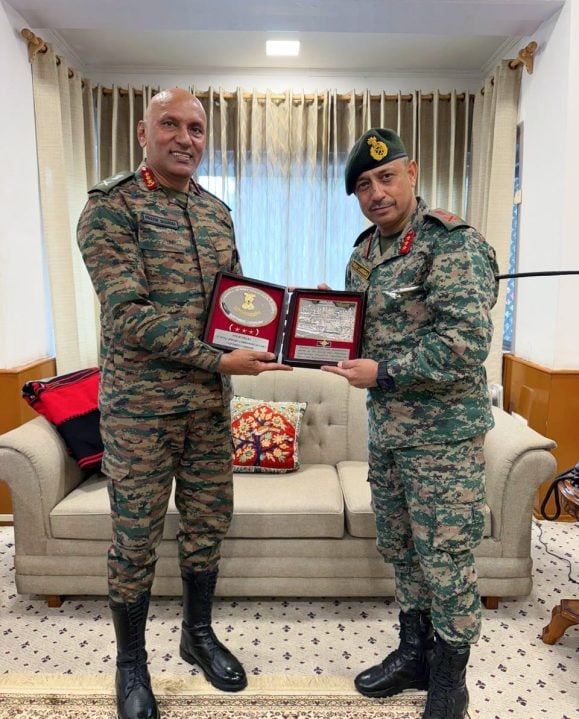 Lt Gen Pratik Sharma with Lt Gen Vikas Lakhera