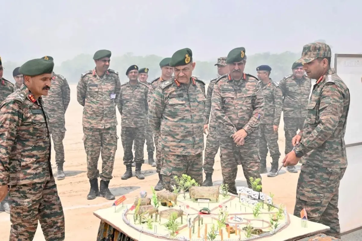 Lt Gen Pushpendra Singh Reviewing