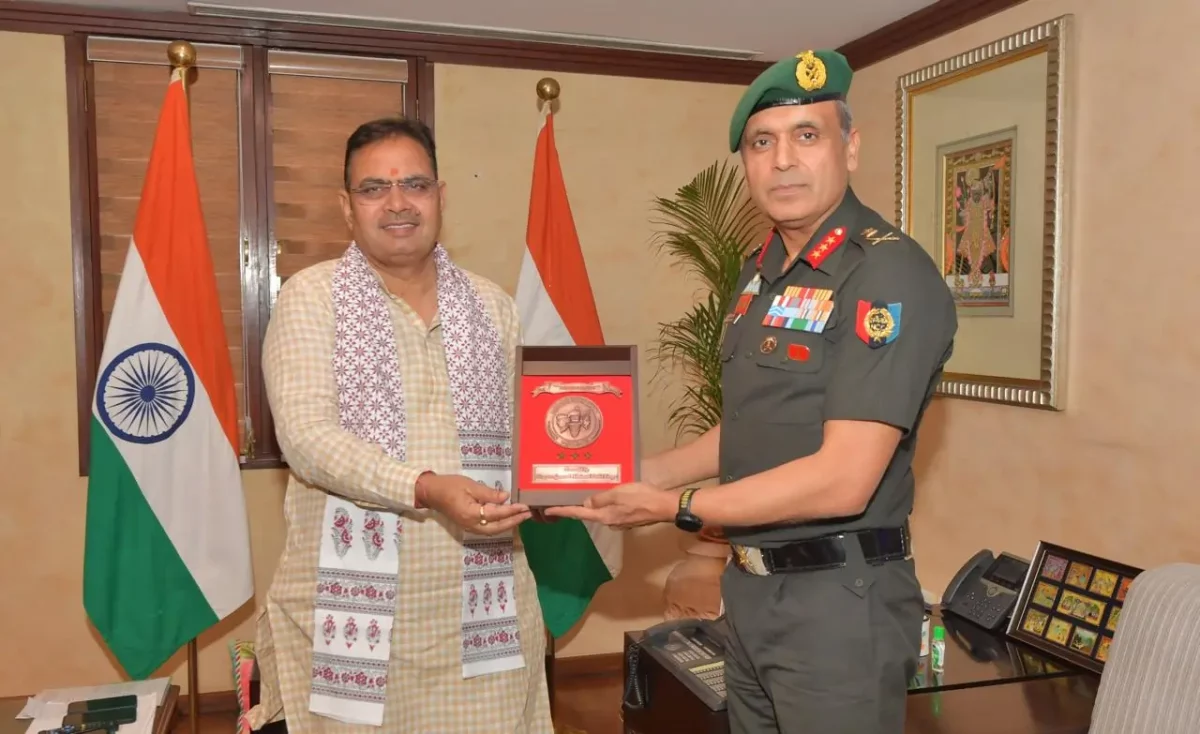 Lt Gen Vats with CM Bhajan Lal Sharma