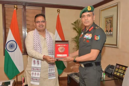 Lt Gen Vats with CM Bhajan Lal Sharma