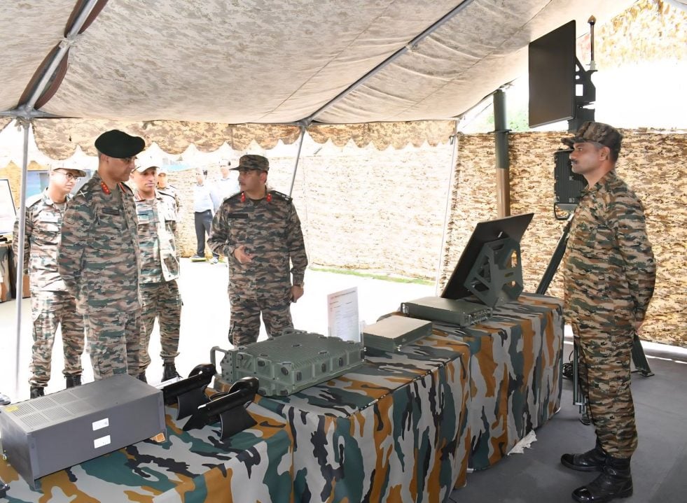 Lt Gen Misra Reviewing Equipment