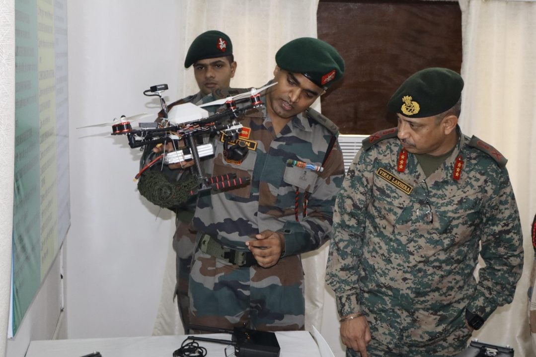 Lt Gen Vikas Lakhera Reviewing Drone