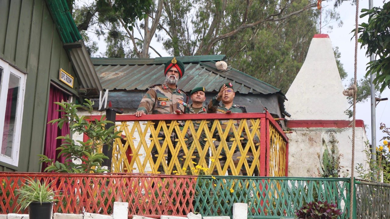 Maj Gen Harinder Singh Reviewing with Other Officers