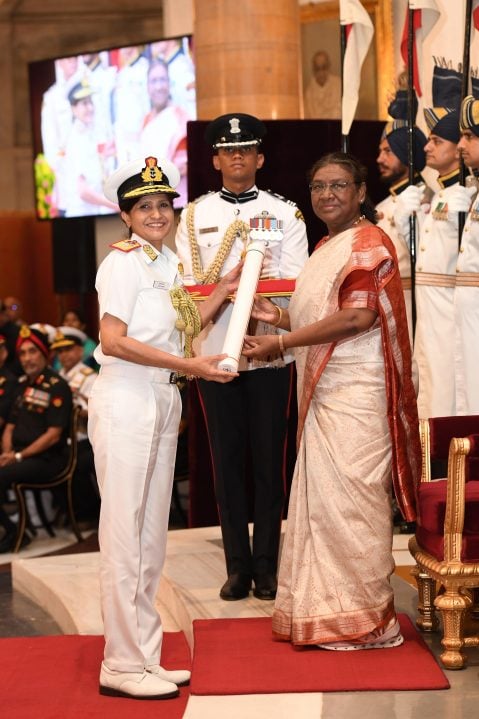 Surgeon Vice Admiral Arti Sarin Getting AVSM
