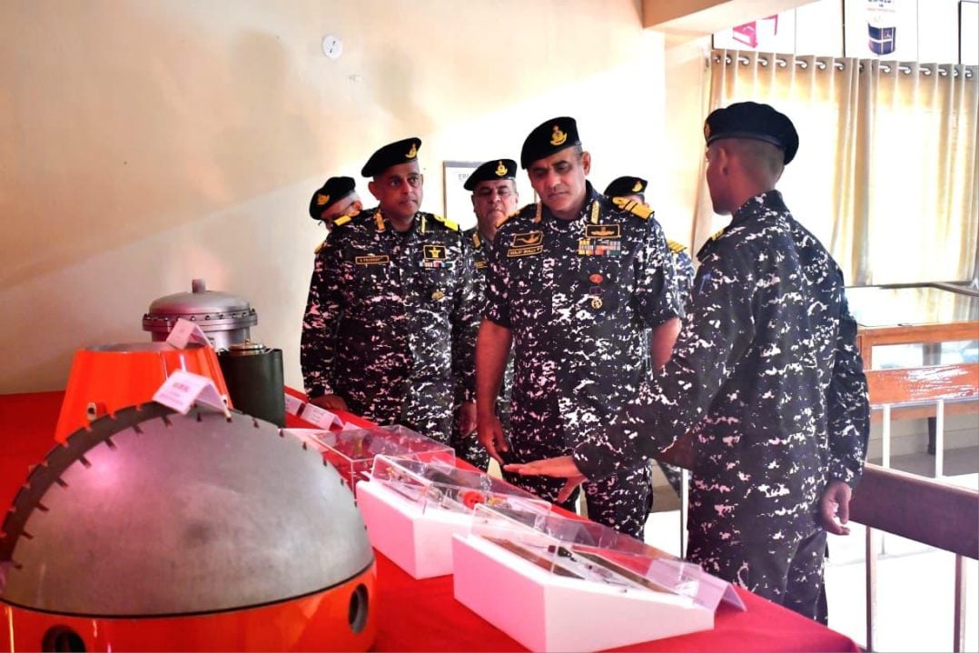 Vice Admiral Sanjay Bhalla Reviewing