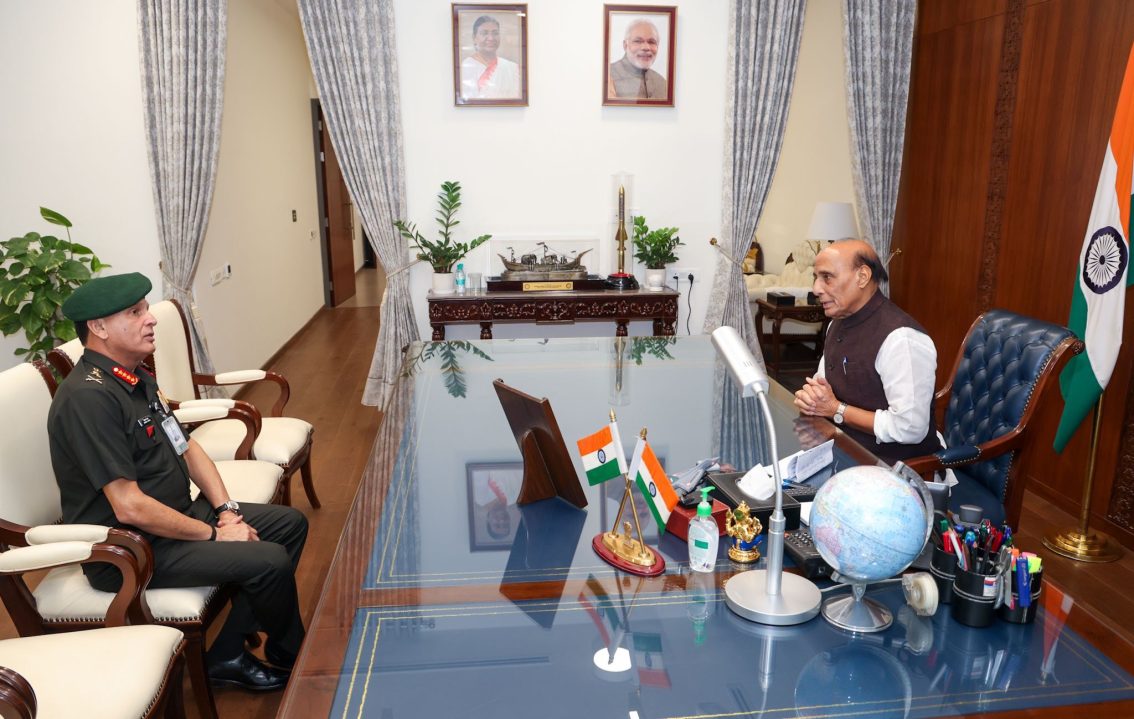 Gen Dhiraj Seth with Rajnath Singh