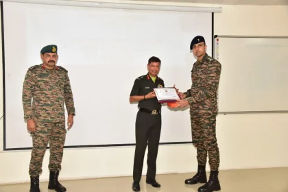 Lt Col Ankur Tyagi Getting Award