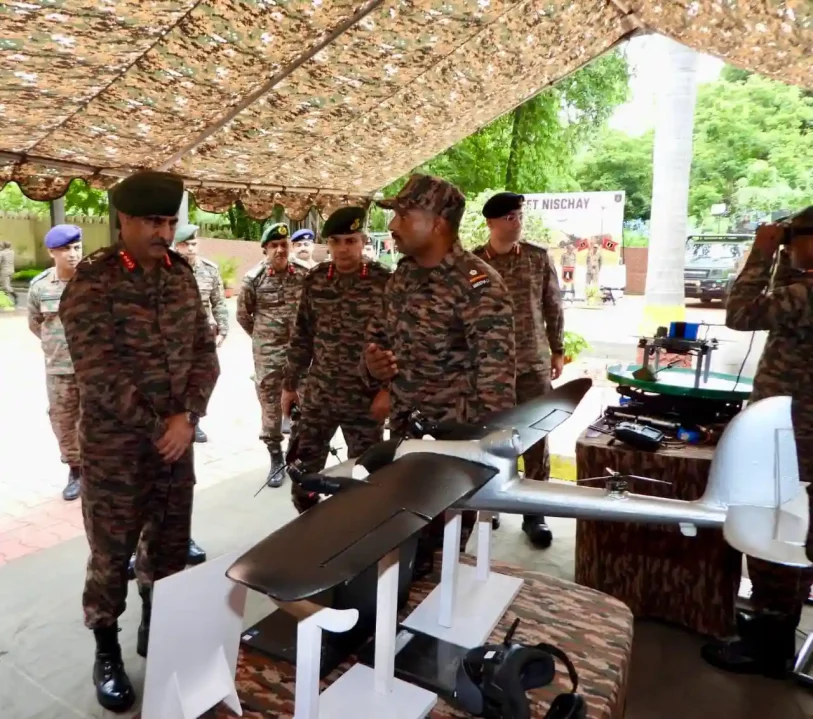Lt Gen Rajesh Pushkar Reviewing Drone