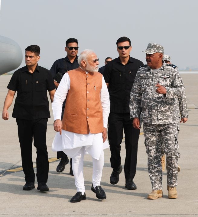 PM with Mishra in Adampur