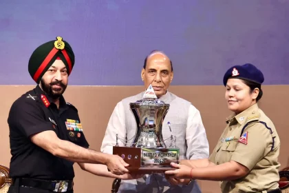 Rajnath Singh Giving Trophy