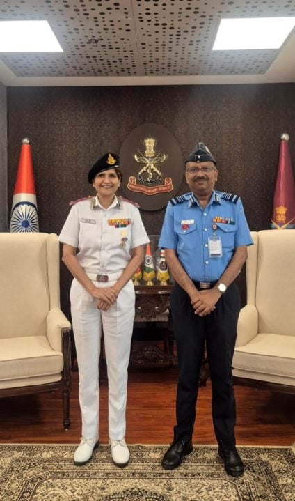 Surg VAdm Arti Sarin with Air Mshl Kaushik Chatterjee
