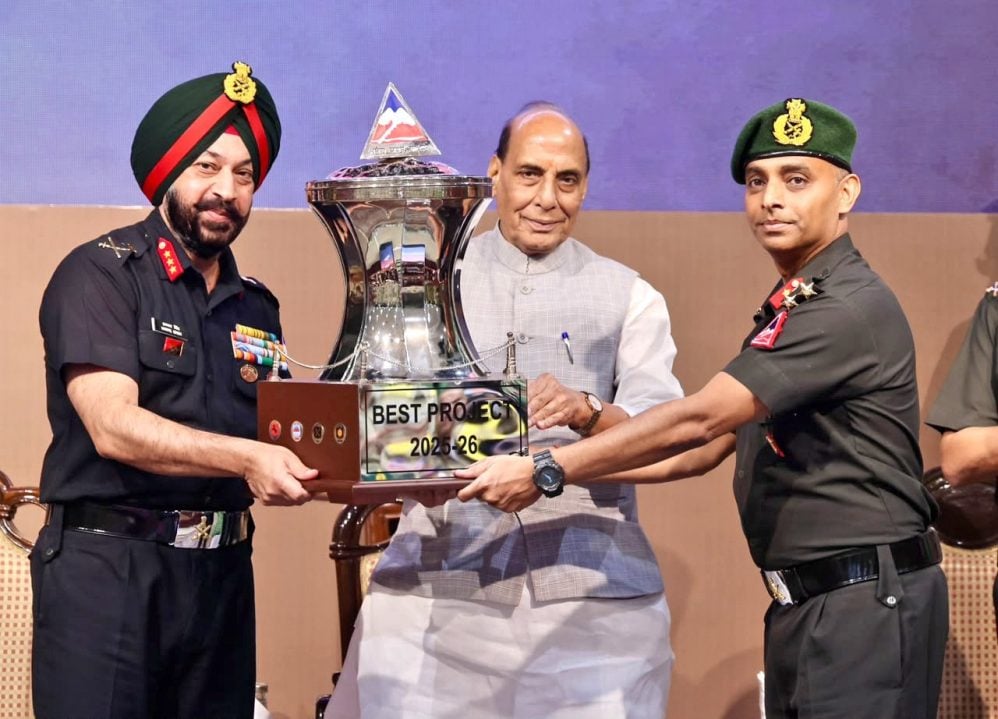 Trophy Being Given by Rajnath Singh