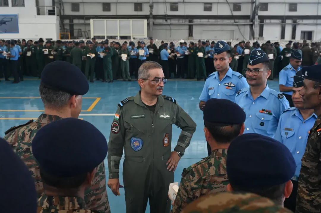 Air Marshal Tarun Chaudhry Reviewing