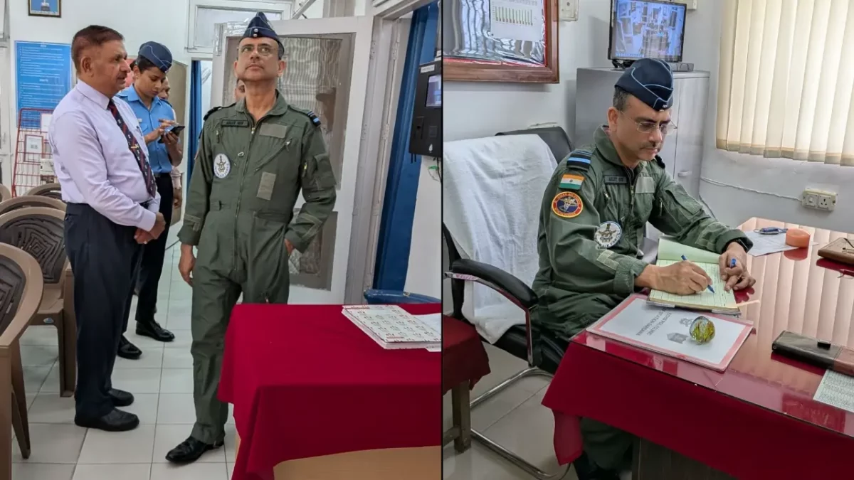 Air Vice Marshal Arijit Singh Reviewing Equipment