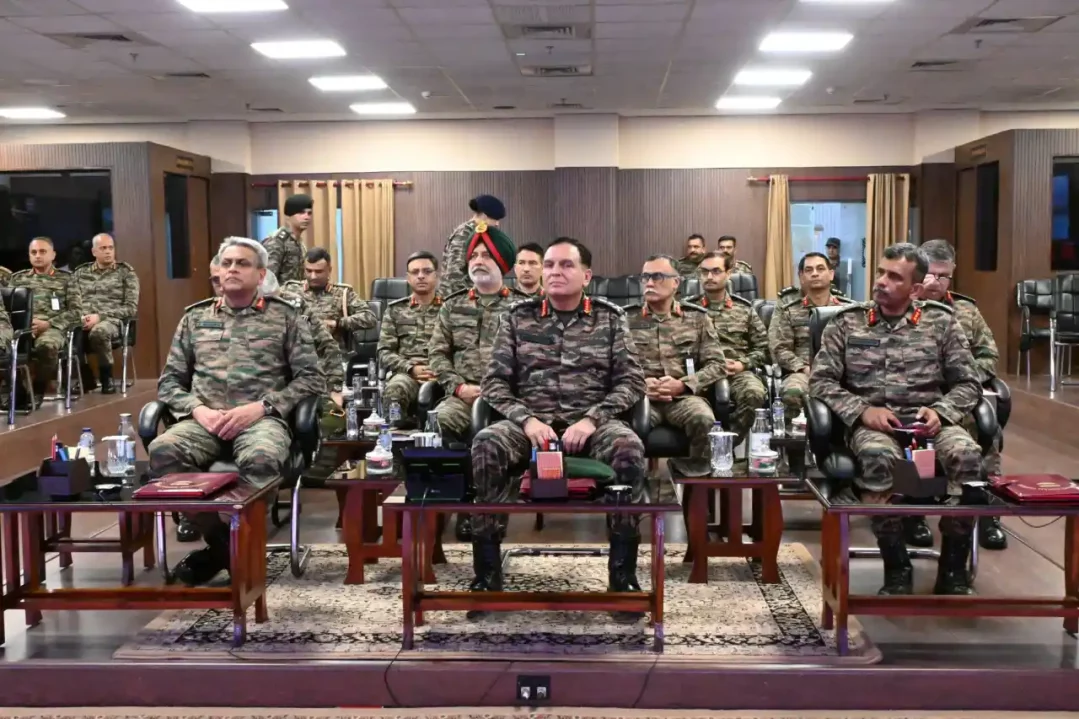 General Dhiraj Seth and Other Officers Reviewing