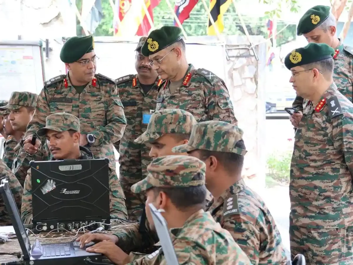 Lt Gen Pushpendra Singh Reviewing