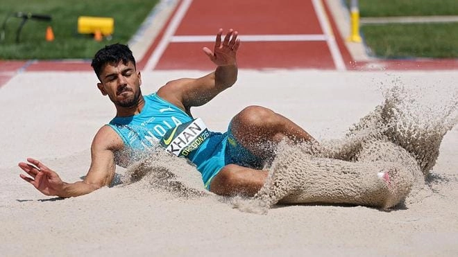 Officer Doing Long Jump