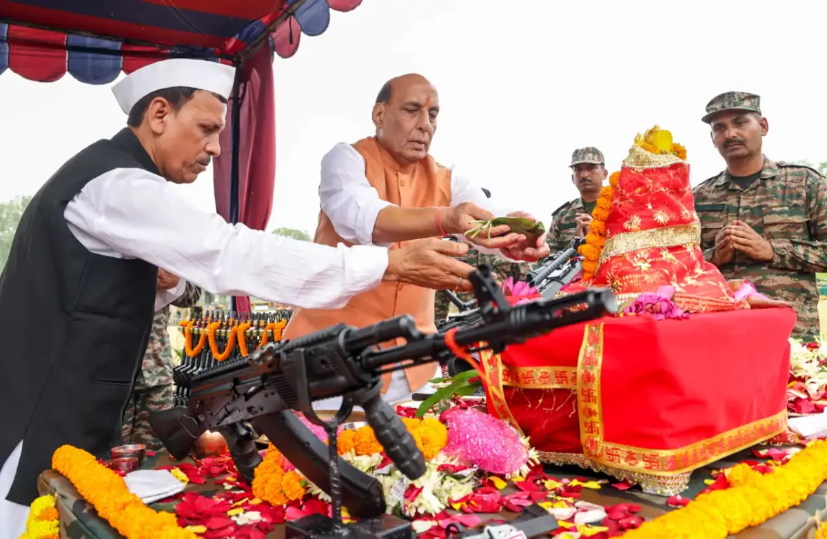 Pooja of Weapons Being Done